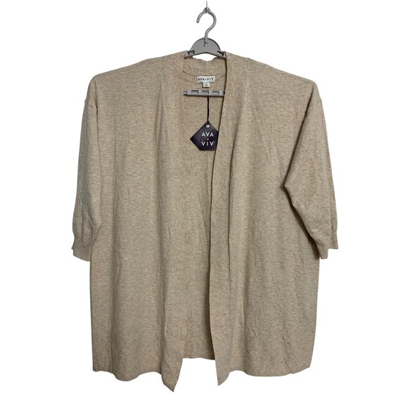 Ava & Viv Womens Neutral Beige Oatmeal Color Open-Front Cardigan Plus Size 3X - Picture 1 of 12
